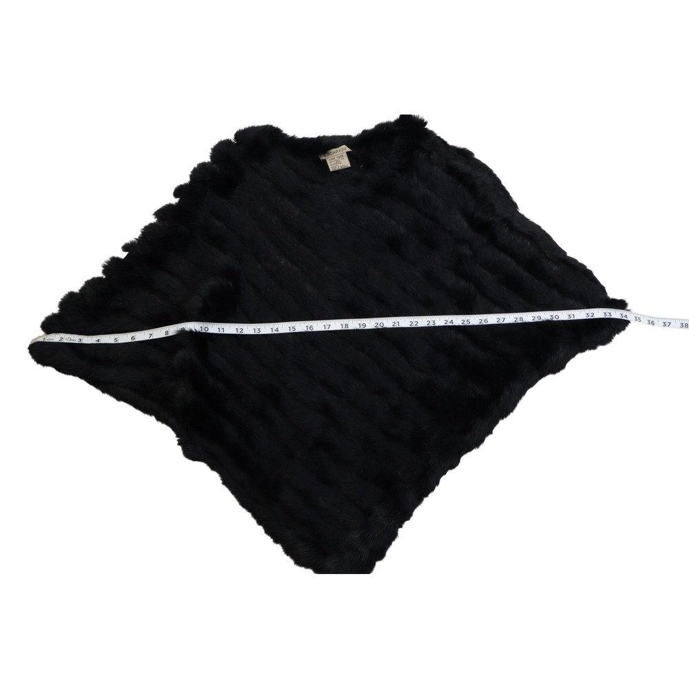 Escapade Black Real Rabbit Fur Knit Poncho Wrap One Size Luxury Outerwear - Picture 4 of 6